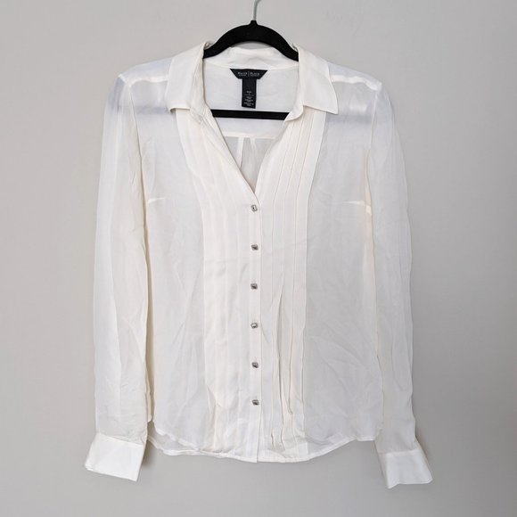 White House Black Market Tops - White House Black Market 100% Silk Button Down Blouse
